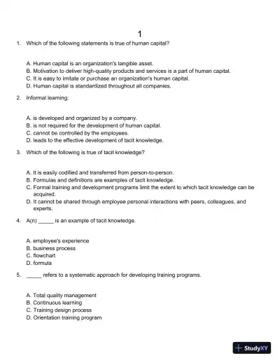 Employee Training and Development (Irwin Management) 7th Edition Test Bank - Page 1 preview image