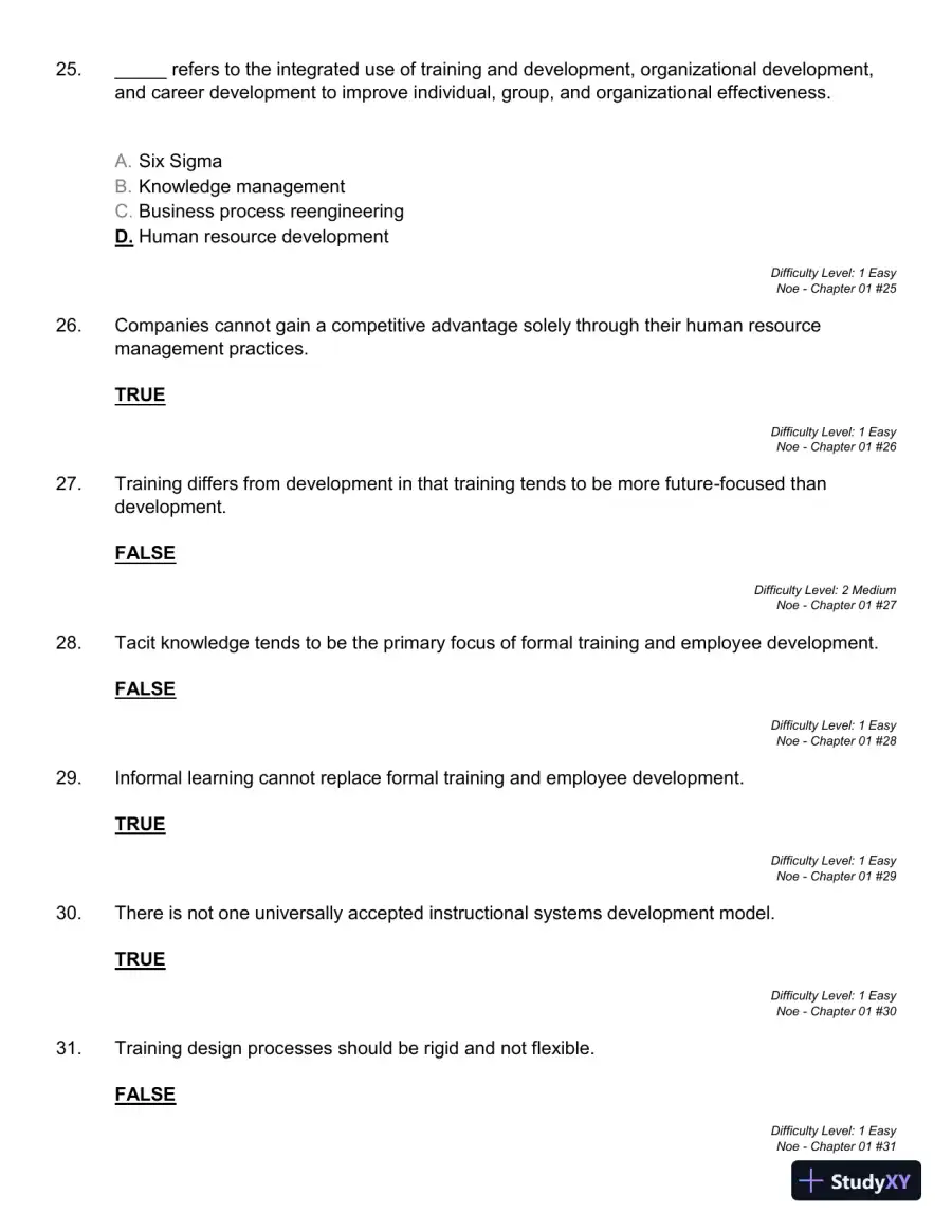 Employee Training and Development (Irwin Management) 7th Edition Test Bank, page 17