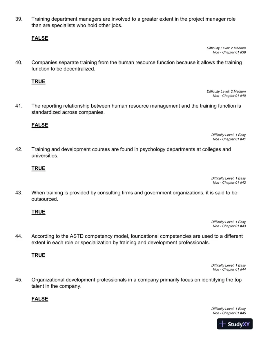 Employee Training and Development (Irwin Management) 7th Edition Test Bank, page 19