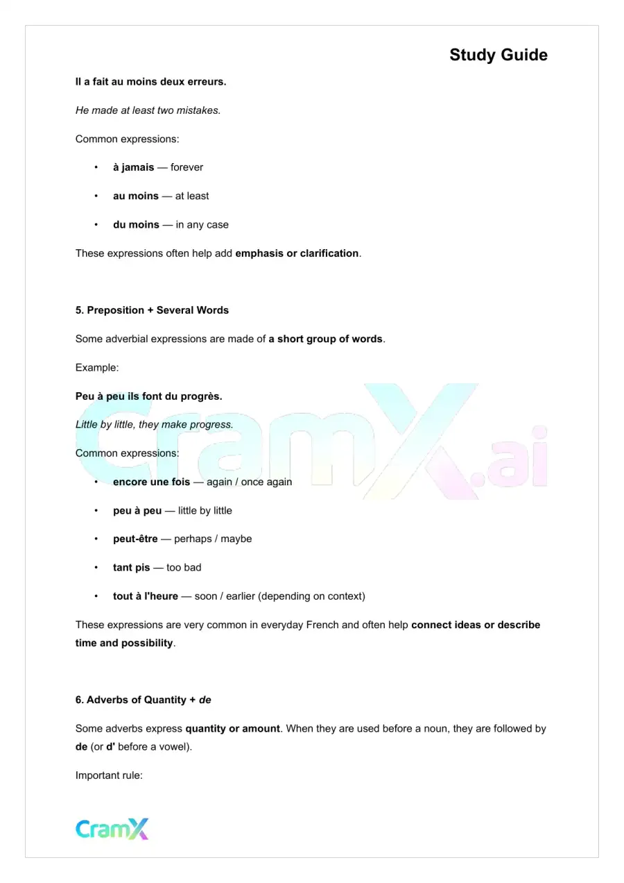 French I - Adverbs, page 3