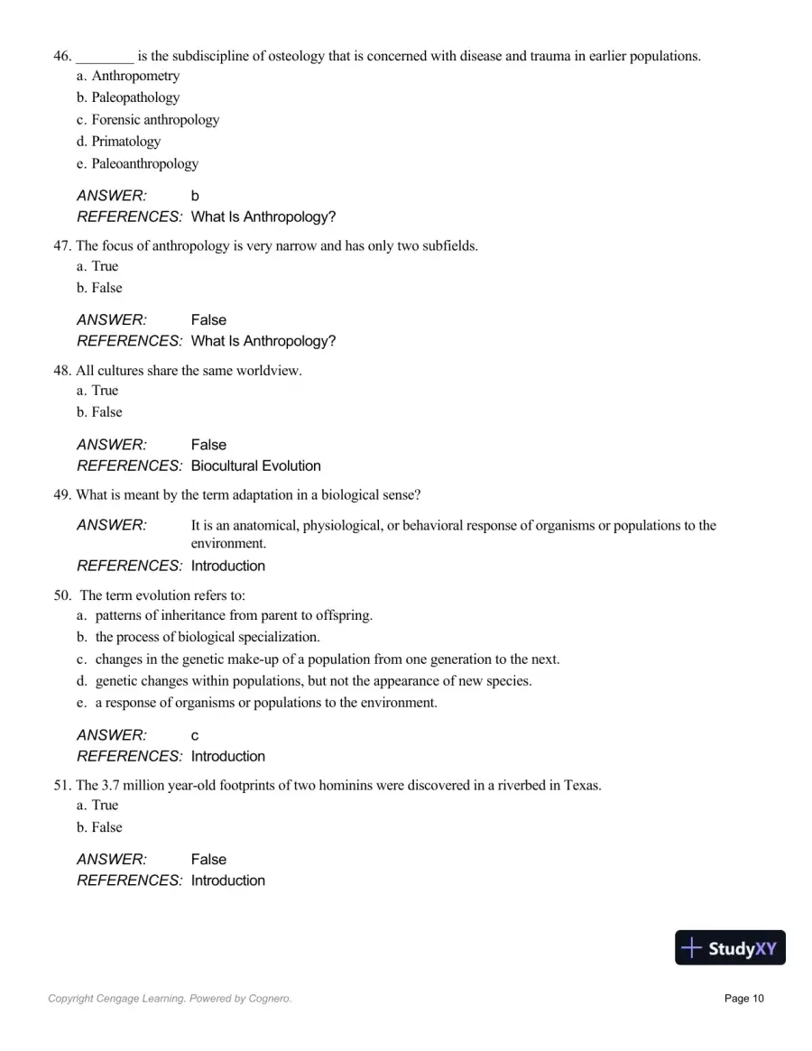 Essentials Of Physical Anthropology, 10th Edition Test Bank, page 11