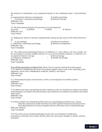 Test Bank for Behavior Modification: What It Is and How To Do It, 11th Edition (Chapters 1-30) - Page 12 preview image