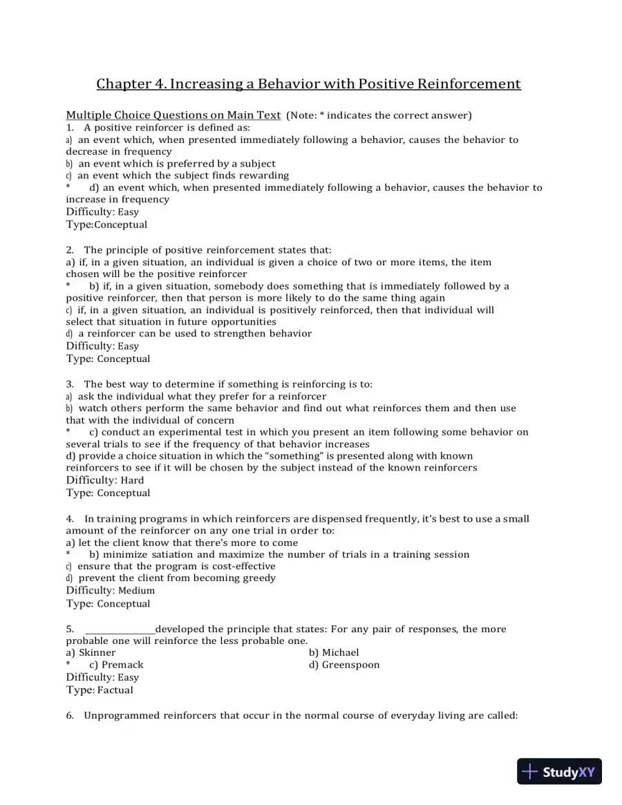 Test Bank for Behavior Modification: What It Is and How To Do It, 11th Edition (Chapters 1-30), page 18