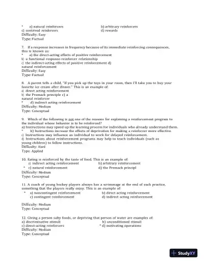 Test Bank for Behavior Modification: What It Is and How To Do It, 11th Edition (Chapters 1-30) - Page 19 preview image