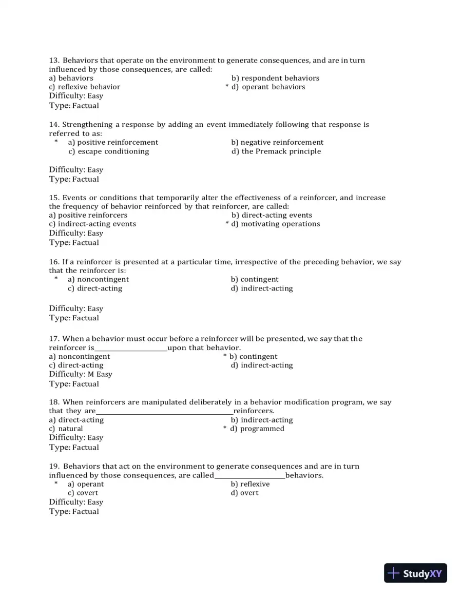 Test Bank for Behavior Modification: What It Is and How To Do It, 11th Edition (Chapters 1-30), page 20