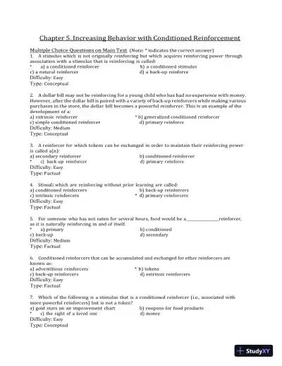 Test Bank for Behavior Modification: What It Is and How To Do It, 11th Edition (Chapters 1-30) - Page 24 preview image