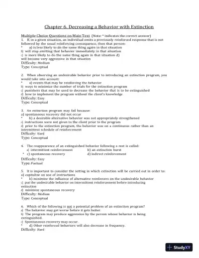 Test Bank for Behavior Modification: What It Is and How To Do It, 11th Edition (Chapters 1-30) - Page 27 preview image