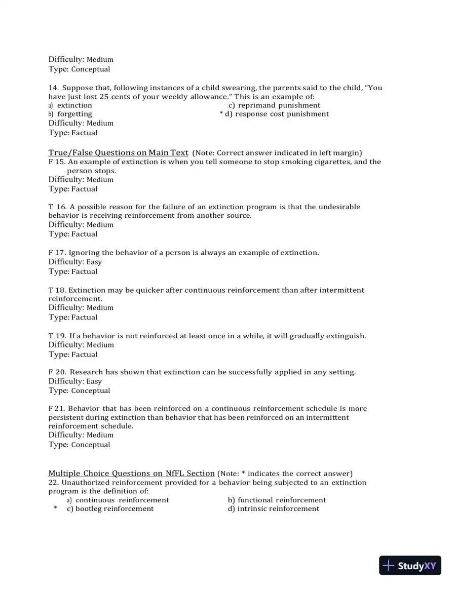 Test Bank for Behavior Modification: What It Is and How To Do It, 11th Edition (Chapters 1-30), page 29