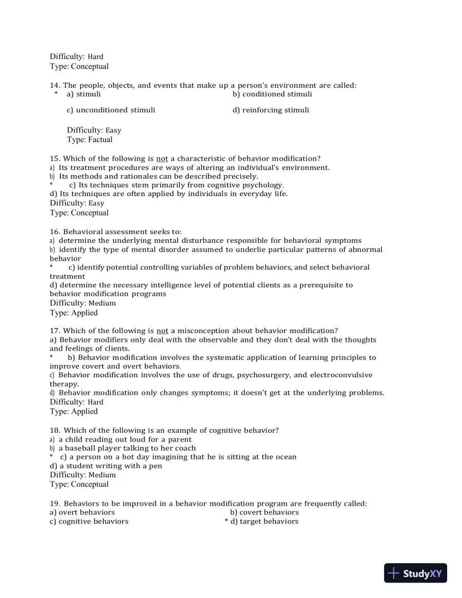 Test Bank for Behavior Modification: What It Is and How To Do It, 11th Edition (Chapters 1-30), page 5