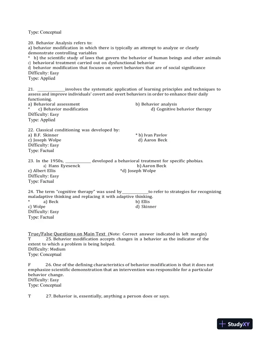 Test Bank for Behavior Modification: What It Is and How To Do It, 11th Edition (Chapters 1-30), page 6