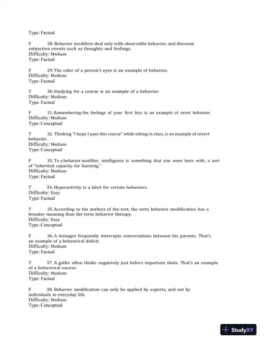 Test Bank for Behavior Modification: What It Is and How To Do It, 11th Edition (Chapters 1-30), page 7
