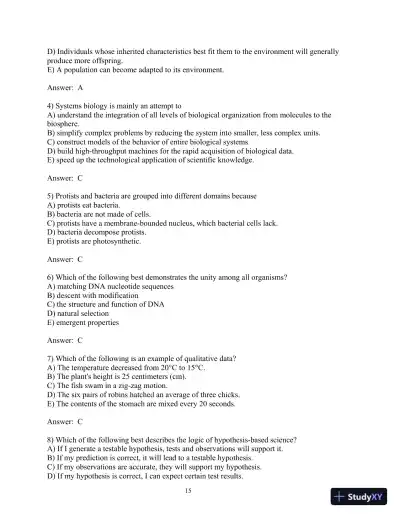 Test Bank For Biology, 8th Edition - Page 16 preview image