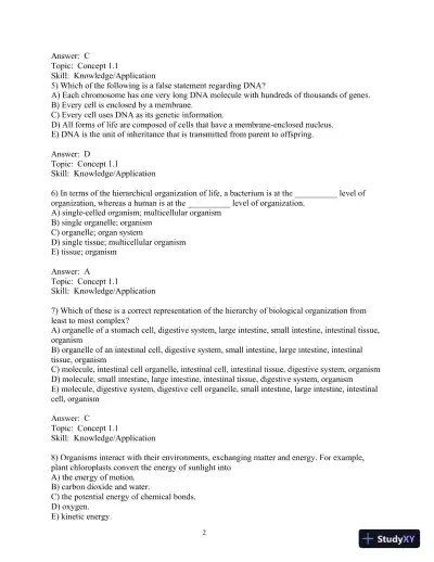 Test Bank For Biology, 8th Edition - Page 3 preview image