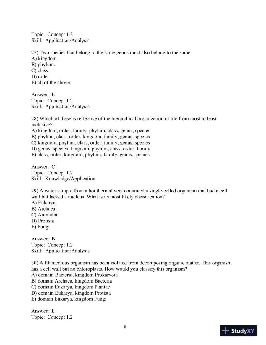 Test Bank For Biology, 8th Edition, page 9