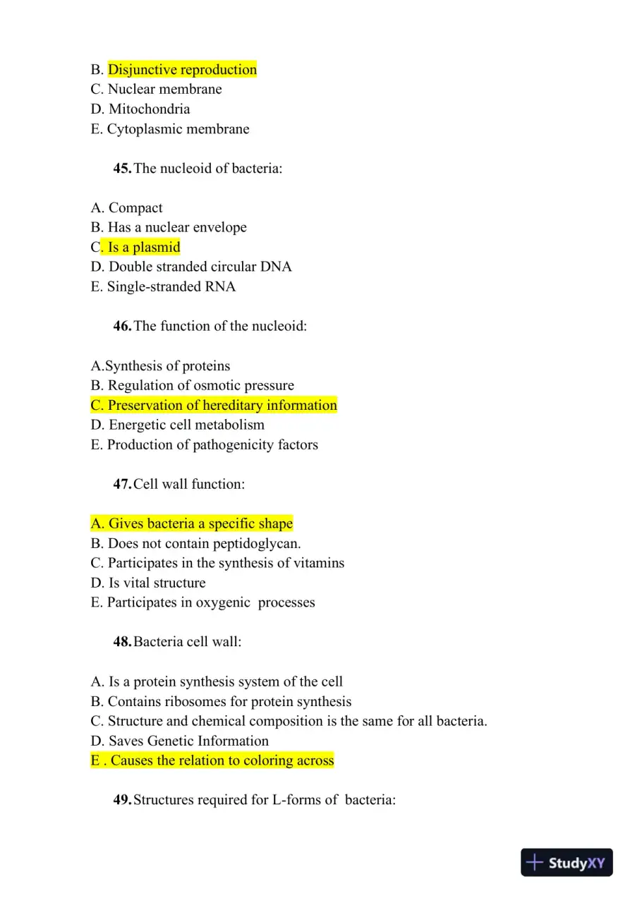 Microbiology Practice Exam With Answers (1000 Solved Questions), page 10