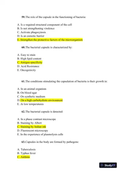 Microbiology Practice Exam With Answers (1000 Solved Questions) - Page 13 preview image