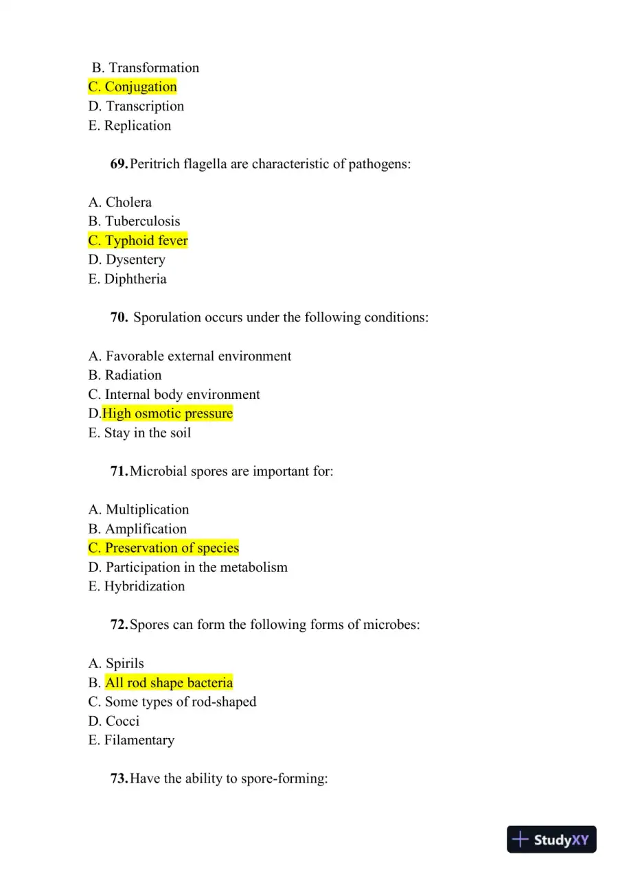 Microbiology Practice Exam With Answers (1000 Solved Questions), page 15