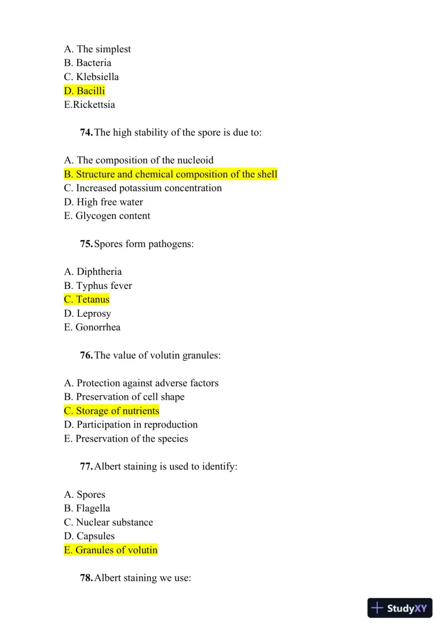 Microbiology Practice Exam With Answers (1000 Solved Questions), page 16