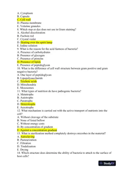 Microbiology Practice Exam With Answers (1000 Solved Questions) - Page 3 preview image