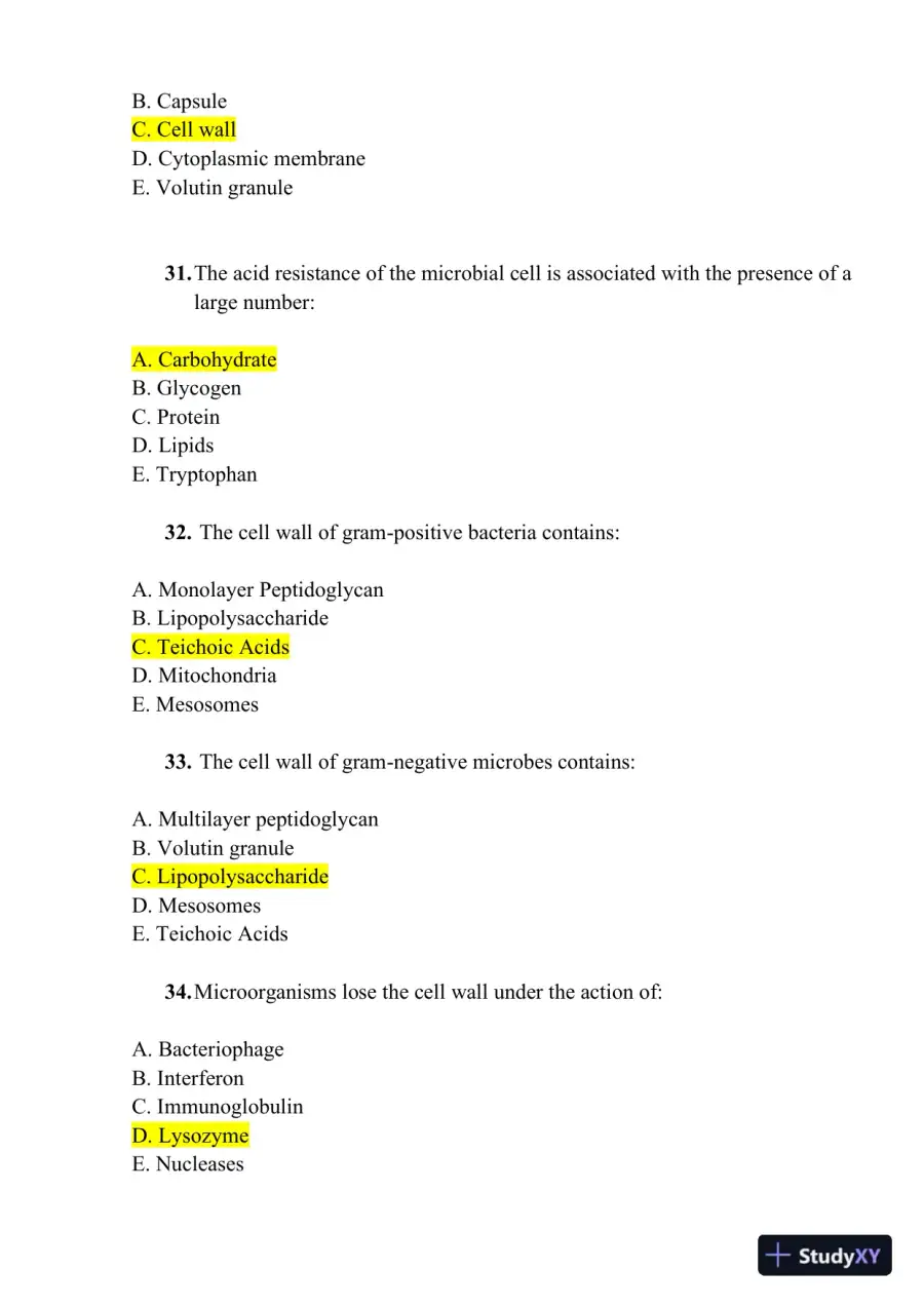 Microbiology Practice Exam With Answers (1000 Solved Questions), page 7