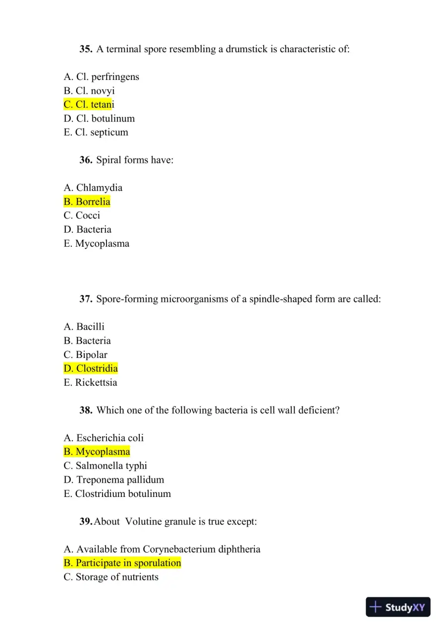 Microbiology Practice Exam With Answers (1000 Solved Questions), page 8