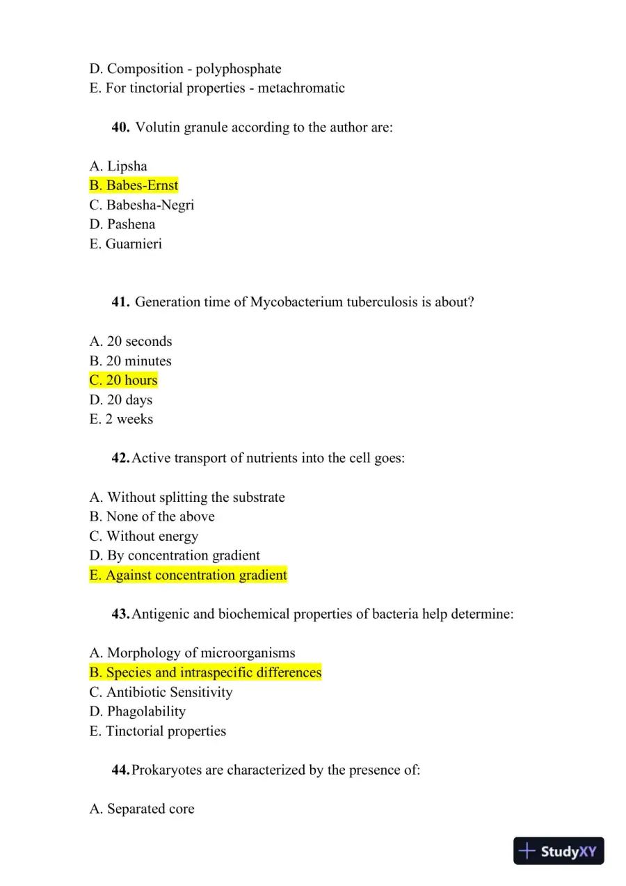 Microbiology Practice Exam With Answers (1000 Solved Questions), page 9