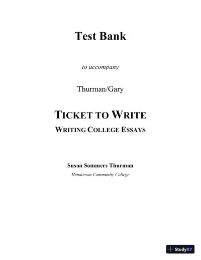 Test Bank for Ticket to Write: Writing College Essays, MLA Update - Page 1 preview image