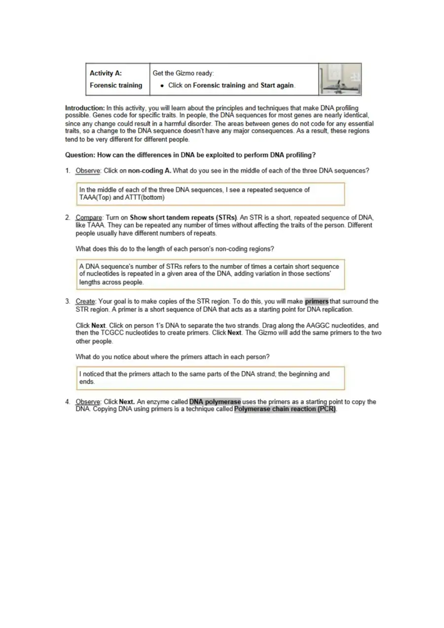 Exploring DNA Profiling, page 2