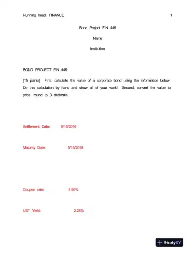 Bond Project FIN 445 - Page 1 preview image