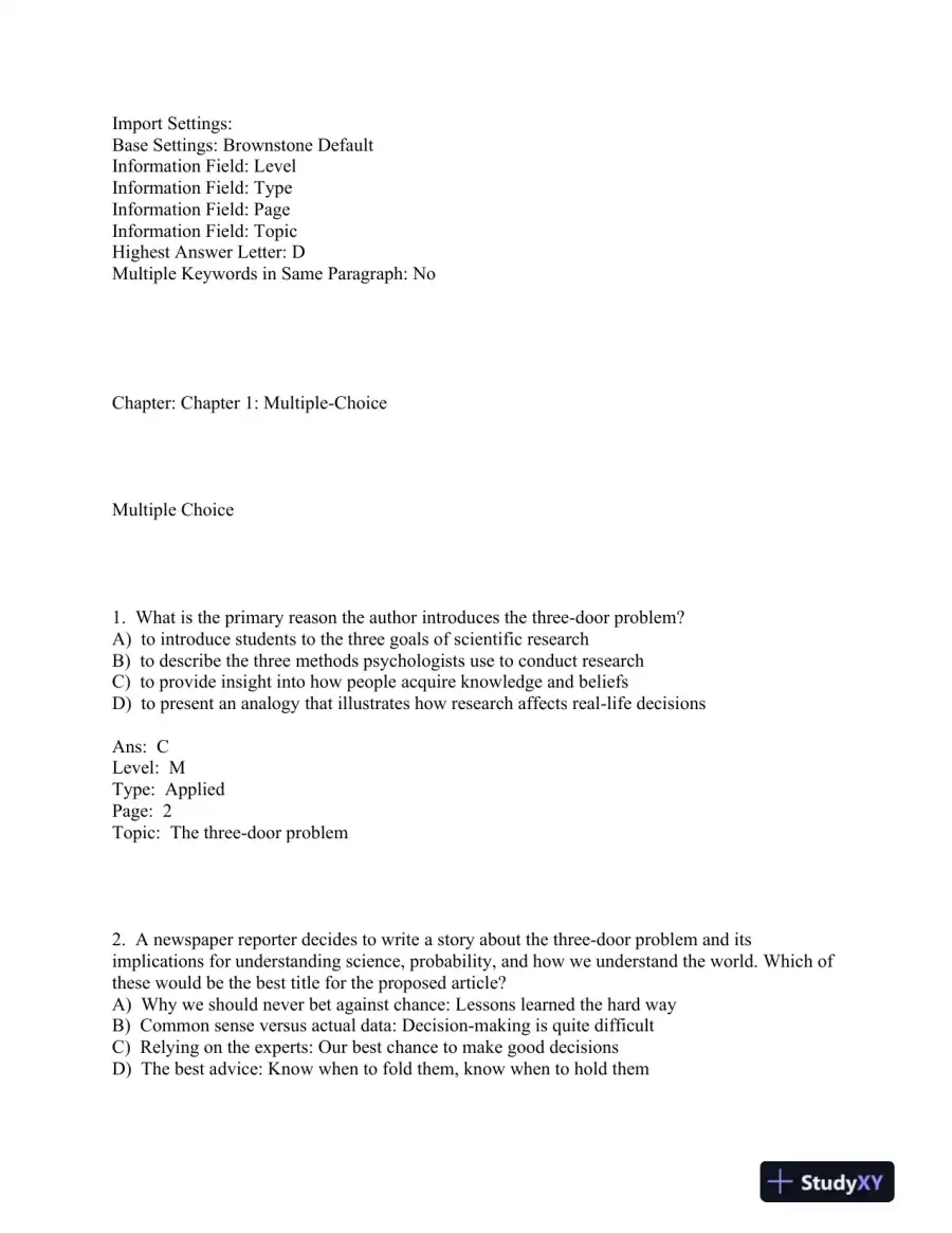 Research Methods: Concepts and Connections 1st Edition Test Bank, page 4