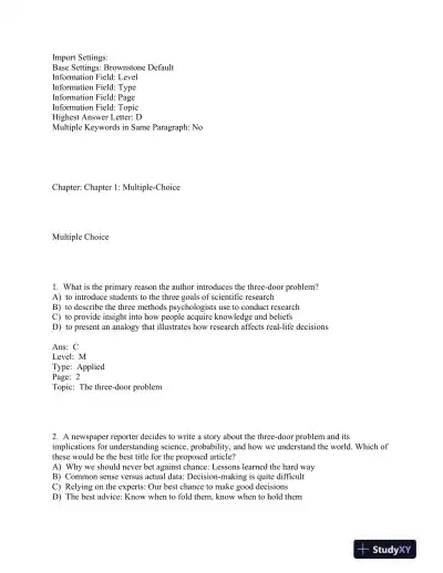 Research Methods: Concepts and Connections 1st Edition Test Bank - Page 4 preview image