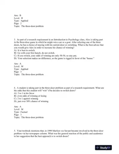 Research Methods: Concepts and Connections 1st Edition Test Bank - Page 5 preview image