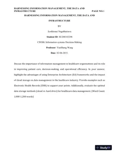 Harnessing Information Management, The Data and Infrastructure - Page 1 preview image