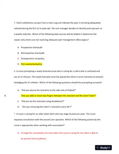 ATI Leadership Proctored Exam with Answers (70 Solved Questions) - Page 4 preview image