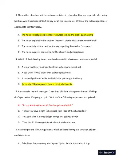 ATI Leadership Proctored Exam with Answers (70 Solved Questions) - Page 7 preview image