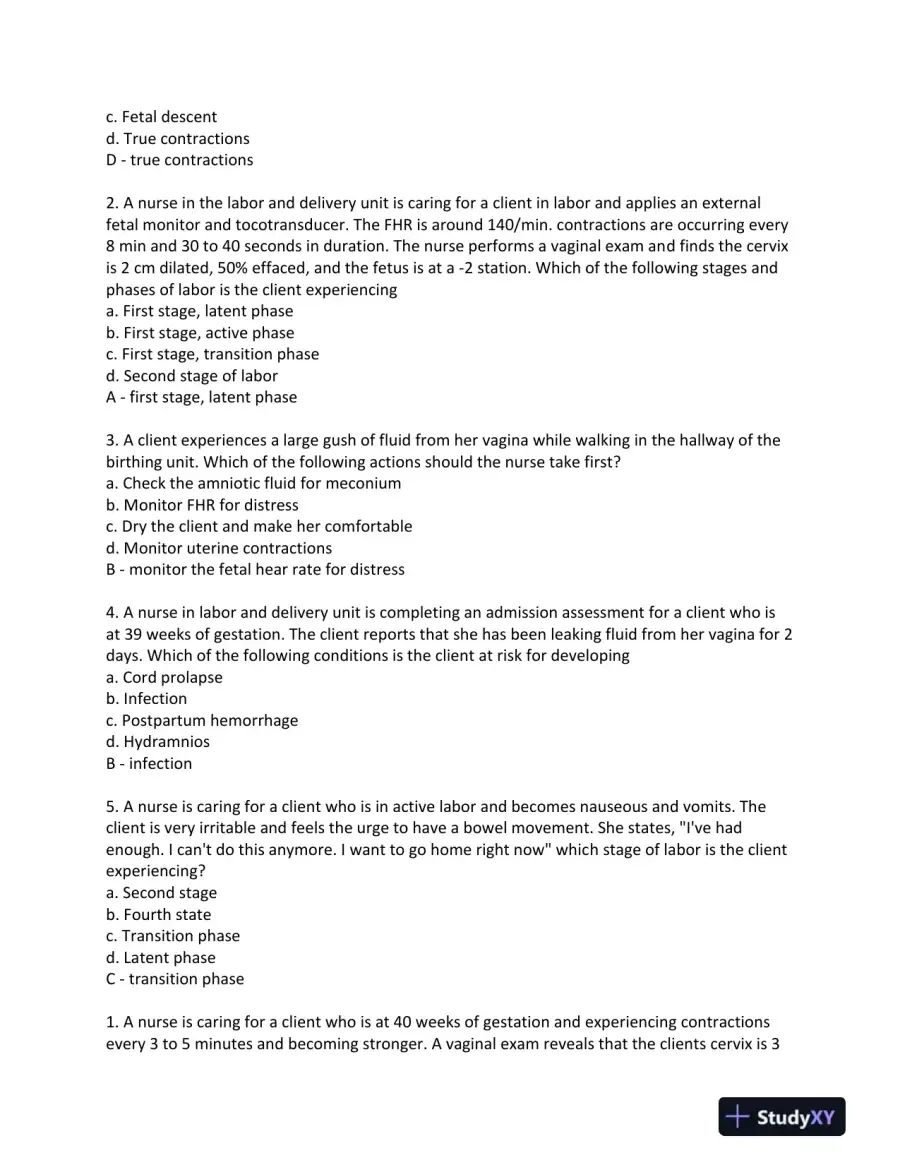 ATI RN Maternity Proctored Exam With NGN Version 4 With Answers (30 Solved Questions), page 3