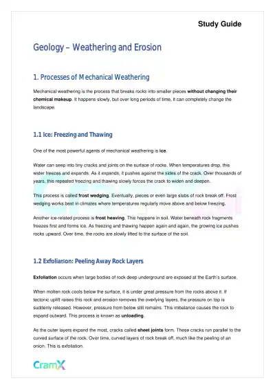 Geology - Weathering and Erosion - Page 1 preview image