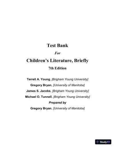 Test Bank for Childrens Literature, Briefly , 7th Edition - Page 1 preview image