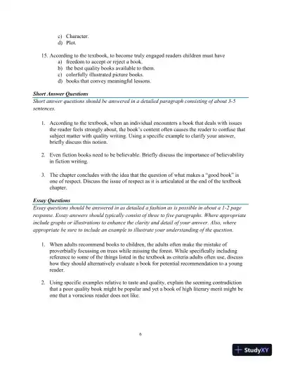 Test Bank for Childrens Literature, Briefly , 7th Edition - Page 14 preview image