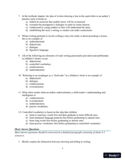 Test Bank for Childrens Literature, Briefly , 7th Edition - Page 16 preview image