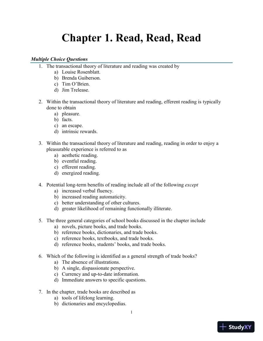 Test Bank for Childrens Literature, Briefly , 7th Edition, page 9