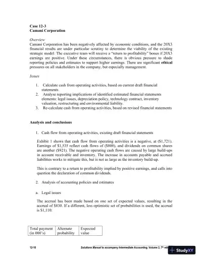 Intermediate Accounting, Volume 2, Seventh Canadian Edition Solution Manual - Page 11 preview image