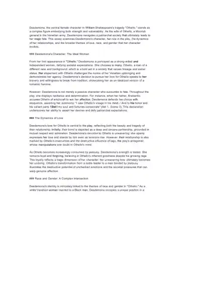 The Tragedy of Desdemona - Othello - Page 1 preview image