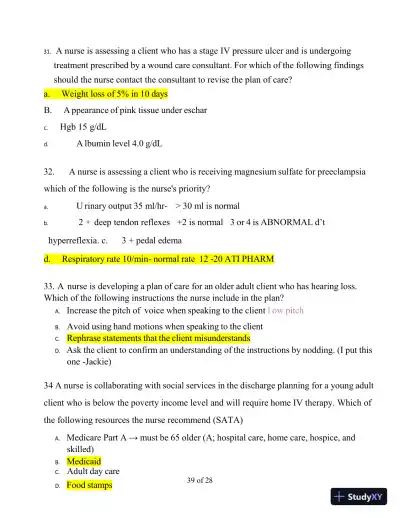 2023 RN Comprehensive Predictor with Answers (181 Solved Questions) - Page 10 preview image