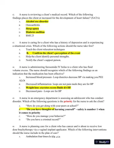 2023 RN Comprehensive Predictor with Answers (181 Solved Questions) - Page 14 preview image