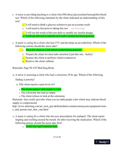 2023 RN Comprehensive Predictor with Answers (181 Solved Questions) - Page 4 preview image