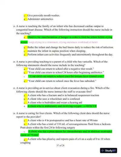 2023 RN Comprehensive Predictor with Answers (181 Solved Questions) - Page 8 preview image