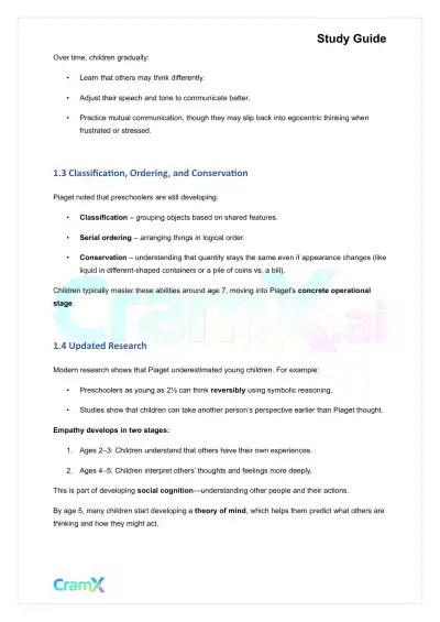 Developmental Psychology - Physical, Cognitive Development Age 2–6 - Page 2 preview image