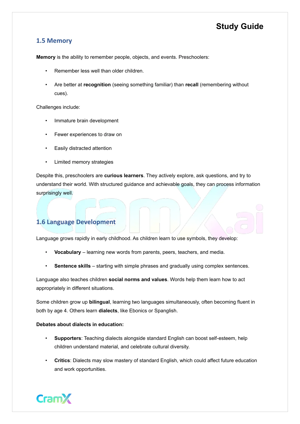 Developmental Psychology - Physical, Cognitive Development Age 2–6 - Page 3 preview image