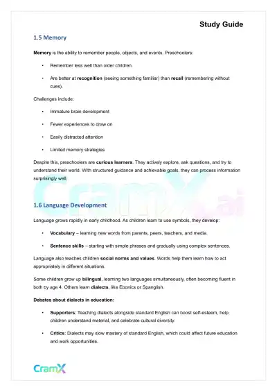 Developmental Psychology - Physical, Cognitive Development Age 2–6 - Page 3 preview image